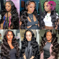 Venta al por mayor 30 pulgadas 220% densidad 13x6 Glueless HD encaje frente pelucas cuerpo onda virgen Remy pelo indio pelucas para mujeres negras