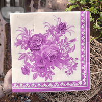 Serviettes en papier jetables à double épaisseur, imprimées de motifs floraux bleus, en pâte de bois vierge, pour la décoration de table lors de dîners et de fêtes
