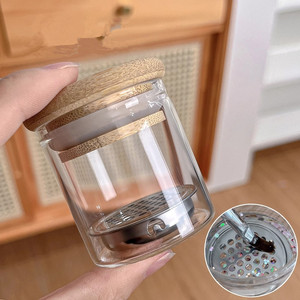 Gobelet transparent en verre pour le nettoyage des ongles avec brosse, bol à liquide acrylique Dappen pour usage professionnel en salon de manucure - Product Image 1
