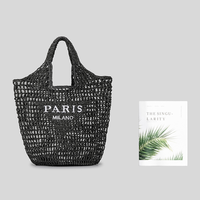 Sac fourre-tout en paille de raphia à lettres creuses personnalisées avec logo de marque 2024, sac à main de plage en papier tendance pour femmes