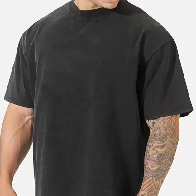 उच्च गुणवत्ता वाले टी निर्माता के लिए प्रीमियम टी शर्ट 100% कपास पफ प्रिंट हेवीवेट ड्रॉप कंधे टी-एस