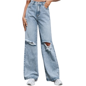 Jeans skinny taille <span class=keywords><strong>mi</strong></span>-haute personnalisés, jeans skinny déchirés pour femmes - Product Image 2