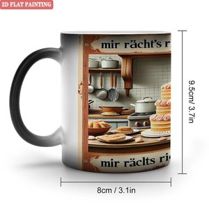 Anti Slip Thick Bottom 11oz <b>Ceramic</b> <b>Mug</b> Frosted Black Heat Color Changing Magic Cup - Product Image 1