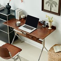 Bureau en bois massif de style Bauhaus vintage, simple et rétro, pour petit appartement, bureau à domicile, table d'étude avec tiroir, bureau SR DIY