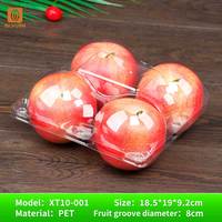 Boîtes à clapet jetables en plastique PET transparent à emporter pour supermarché, épicerie, pomme, fruits, caractéristiques d'emballage en relief