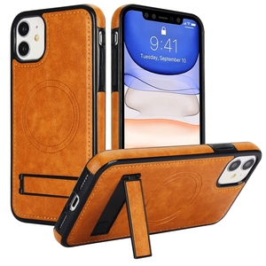 เคสโทรศัพท์แบบมีขาตั้ง สำหรับ iPhone X/XR/Xsmax/11/12 <span class=keywords><strong>Mini</strong></span>/13/14/15/16E/17 รองรับการชาร์จไร้สาย วัสดุ PU - Product Image 1