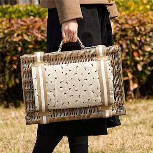 Cestas De Picnic Al Por Mayor Pared Cesta Mimbre Aislante Para Regalo Con Vino Boda Lonchera Corazon Rosa 6 Personas - Product Image 4