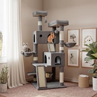 En gros, Arbre à chat en bois de grande taille avec griffoir, maison et condo, pour chats