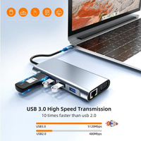 Hub USB-C 11 en 1 con VGA HDTV 4K, USB-C, SD/TF, AUX, Ethernet, PD, Estación de Conexión - Accesorios de Computación en Stock