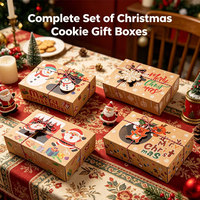 Boîtes en papier kraft recyclables avec fenêtre pour cadeaux de Noël, biscuits, friandises de fêtes, étiquettes, cadeaux de fête, pâtisseries, cupcakes, aliments