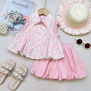 Nouvelle collection Sweety Summer, tenues florales pour enfants, chemise sans manches et <span class=keywords><strong>short</strong></span> bouffant, ensemble de vêtements pour filles princesse 2 pièces - Product Image 1