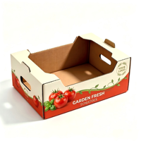 Petite boîte cadeau en carton ondulé pour tomates vertes, avec impression couleur intégrale, empilable, pour l'emballage des légumes de la ferme à la table