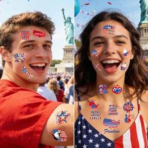 Holiday Independence Day Face Stickers DIY Waterproof Temporary Tattoo Decor - Product Image 2