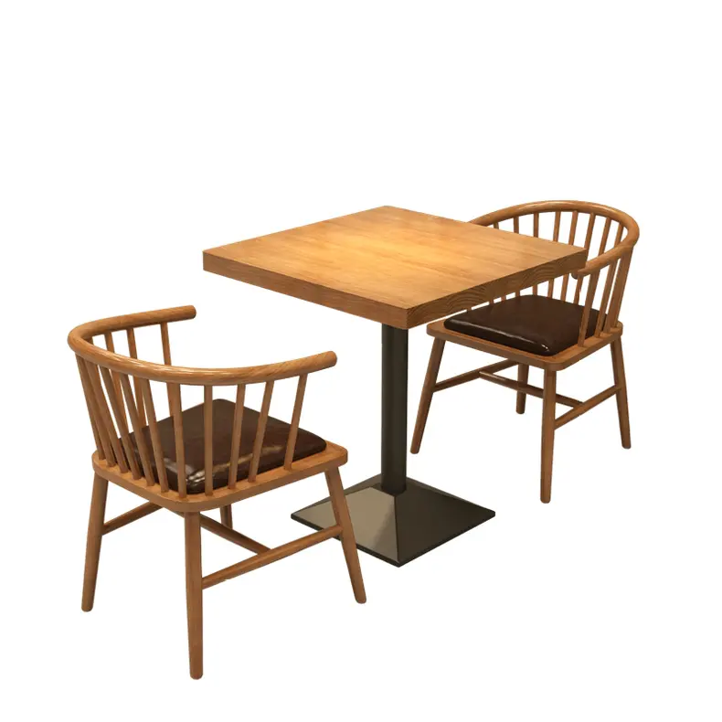 Solid Wood Table Set Frame Backrest Coffee Chair Strong Dining Table with Met Made Customization Wood 2023 Commercial Restaurant