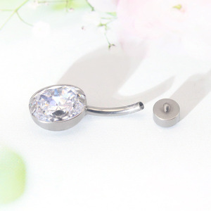 Piercing de nombril en acier inoxydable avec cristaux sertis, bijou cadeau, nouveau modèle, ornement de piercing en forme de boule de couleur acier - Product Image 4