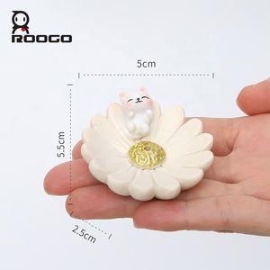 Rooogo <span class=keywords><strong>Forme</strong></span> <span class=keywords><strong>De</strong></span> Fleur Avec Sieste Animal Plaque D'encens Maison et Salon Décoration Ornement Petites Pièces Plateau <span class=keywords><strong>De</strong></span> Rangement - Product Image 2