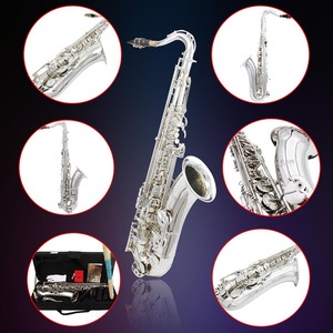 <span class=keywords><strong>SLADE</strong></span> Saxophone ténor argenté Instrument à vent professionnel avec accessoires de saxophone ténor Instruments de musique saxophone en laiton - Product Image 2