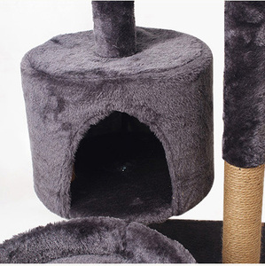 Plataforma de sisal de 48*34*88cm, torre de escalada para gatos con poste de madera, hamaca, rascador y accesorios para gatos grandes - Product Image 4