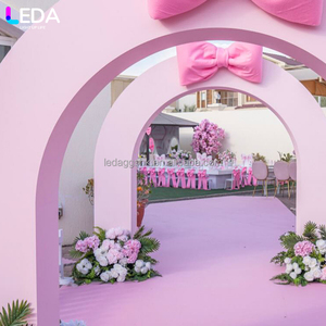 LEDA Ensemble de toile de fond de mariage en acrylique rose de haute qualité, en forme d'arche ronde, pour la décoration de fête de mariage - Product Image 2
