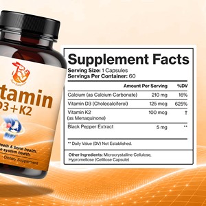 Cápsulas de Vitamina K2 + D3 a Granel, Favorecen la Salud de los Dientes y los Huesos, Salud del Sistema Inmunitario con Suplemento de Calcio - Product Image 2