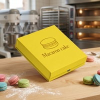 Boîte d'emballage pour biscuits jaunes sur mesure, pliable, en papier alimentaire, recyclable, pour pâtisserie, desserts, beignets, avec logo