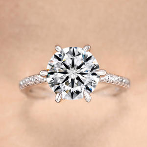 F1815 Anello di Fidanzamento da Donna con Diamante Naturale Taglio Brillante Rotondo, Anelli con Diamanti in Stile Classico - Product Image 2