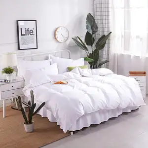 Set Tempat Tidur Katun Putih Ukuran King Kustom Penutup Selimut Ganda Set Tempat Tidur Queen