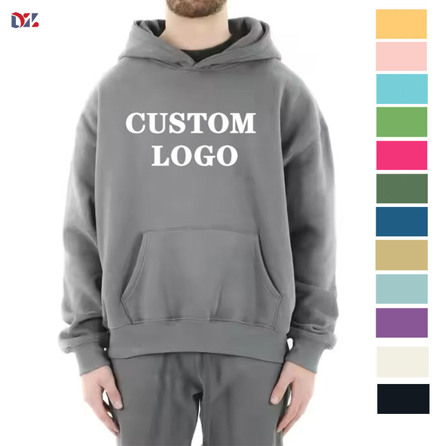 High Quality Men 100% Cotton Oversized Hoodies Puff Technique Long Street Style Knitted Winter Breathable Custom Logo Print Plus