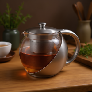 Théière en verre Myrva avec infuseur, poignée et couvercle en métal résistant à la chaleur pour la préparation du thé, modèle MYR TA6254312 - Product Image 2