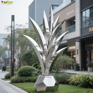 Resort Paisajismo Planta del desierto Acero inoxidable Metal Jardín Agave Escultura - Product Image 5