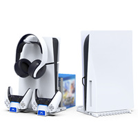 PG-P5S009 pour PS5 Slim/PS5 – Support de charge double, rangement de disques, support de casque et socle vertical pour manettes PS5