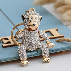 Porte-clés Gorille 3D en Alliage Incrusté de Diamants, Pendentif Clé de Voiture Fantaisie, Breloque de Sac Ludique - Product Image 4