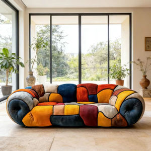 Sofá de Terciopelo de Tela Colorida de Lujo <span class=keywords><strong>Picasso</strong></span> Elements, Estilo Villa, Diseño Moderno, Relleno de Espuma de Alta Resiliencia, Sofá para Sala de Estar - Product Image 1