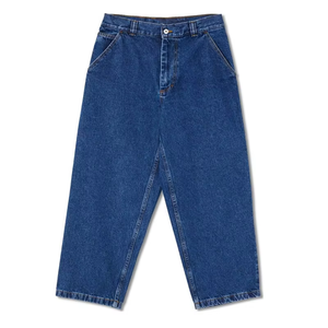 Tissu Denim épais 100% coton avec poche de rechange, broderie, taille haute, jambes fuselées, Baggy Fit, bleu foncé, Skate polaire, grand garçon - Product Image 1