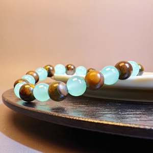 <span class=keywords><strong>New</strong></span> Fashion Natural Green Kristall Tigerauge Perlen Armband Ball Muster Mode Naturstein Geeignet für Männer und Frauen