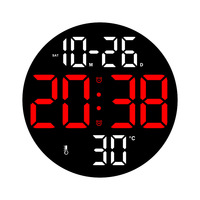 Jam dinding elektronik LED huruf besar, jam Alarm kamar tidur desain sederhana persegi untuk dekorasi ruang tamu