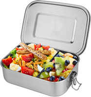 Klassische Lunchbox aus Edelstahl mit zwei Fächern Luftdichte, auslaufs ichere, kunststoff freie Bento-Brotdose mit Clip-Schlössern
