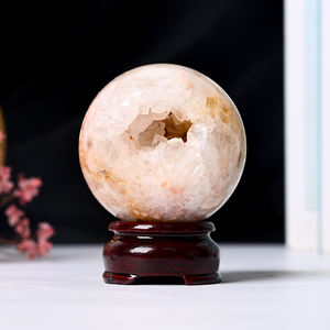 Оптовая продажа, шарик из розового кварца, смешанные драгоценные камни, сфера духовного исцеления, кристаллы, резьба, поделки, Цветочная Агатовая Сфера - Product Image 5