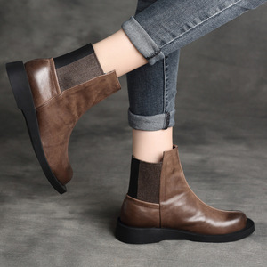 Nouvelles Bottines Plates en Cuir Véritable Style Britannique Rétro à Lacets pour Femmes, Semelle Souple - Product Image 3