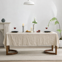 Nappe Rectangulaire Sur Mesure en Coton et Lin Froissé avec Ourlet Piqué, Réutilisable et Lavable, Style Rustique pour Mariages et Événements
