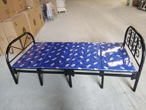 Hot Sale Metal Folding Single Beds Steel Collapsible Portable Bed with <b>Mattress</b> Iron Camping Bed for Bedroom workers' dormitory - Product Image 5