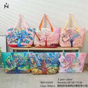 Sac de plage imprimé numérique Tree Of Life 56x36x17Cm avec petite pochette - Product Image 3