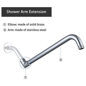 Extension de pomme de douche forte, bras de douche en acier inoxydable avec <span class=keywords><strong>coude</strong></span> en laiton, 4 pièces - Product Image 4