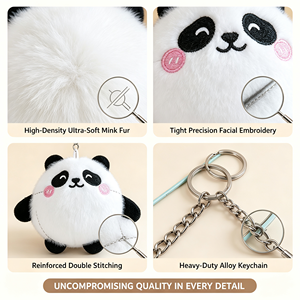 Porte-clés en peluche <span class=keywords><strong>Panda</strong></span> rond et doux de 4 pouces, mini-ours en peluche, prix pour machine de jeu d'arcade de centre commercial, fournisseur direct, article en stock - Product Image 3