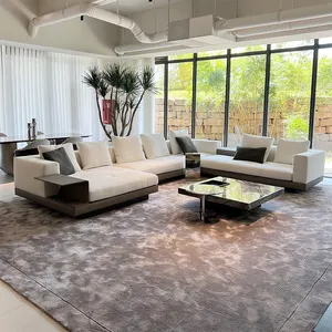 İtalyan u-şekilli kumaş lüks kanepe minimalist villa büyük düz zemin oturma odası kombinasyonu