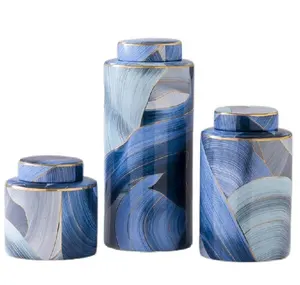Fashion colorful home decoration items wholesale price ceramic floreros con tape jars
