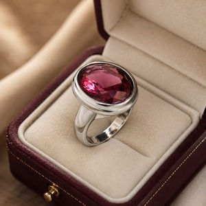 Anello con texture fucsia, gioielli retrò da donna per tutti i giorni, idee regalo - Product Image 1