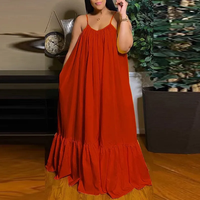 Grande taille 5XL femmes surdimensionné plissé grand ourlet robe 2021 Spaghetti sangle coupe ample femme mode été robes de plage