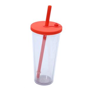 Vaso de Plástico Transparente Reutilizable de 710 ml con Logotipo Personalizado, Tapa de Color y Pajita, para Bebidas Deportivas al Aire Libre - Product Image 4