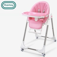 Chaise haute pliable moderne pour bébé avec table à manger en plastique PP et roulettes pour une utilisation en intérieur